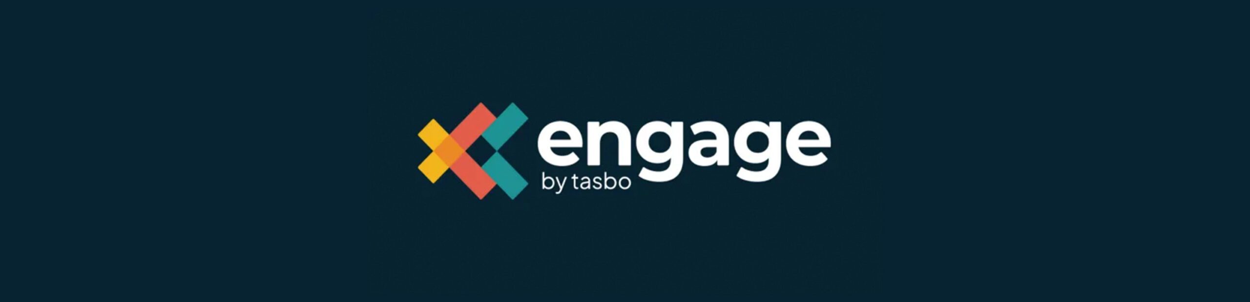 Engage by TASBO logo with overlapping colorful X design on a dark blue background.